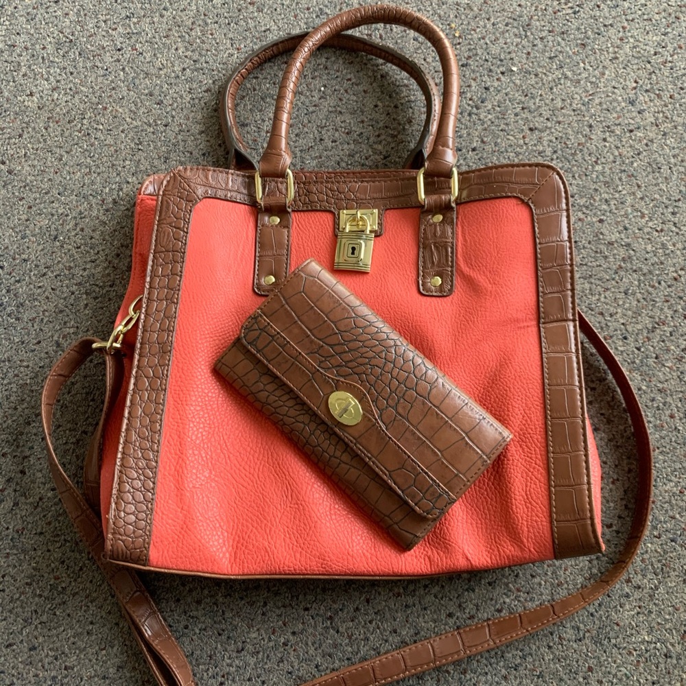EUC Pink and Brown Bag w/matching wallet